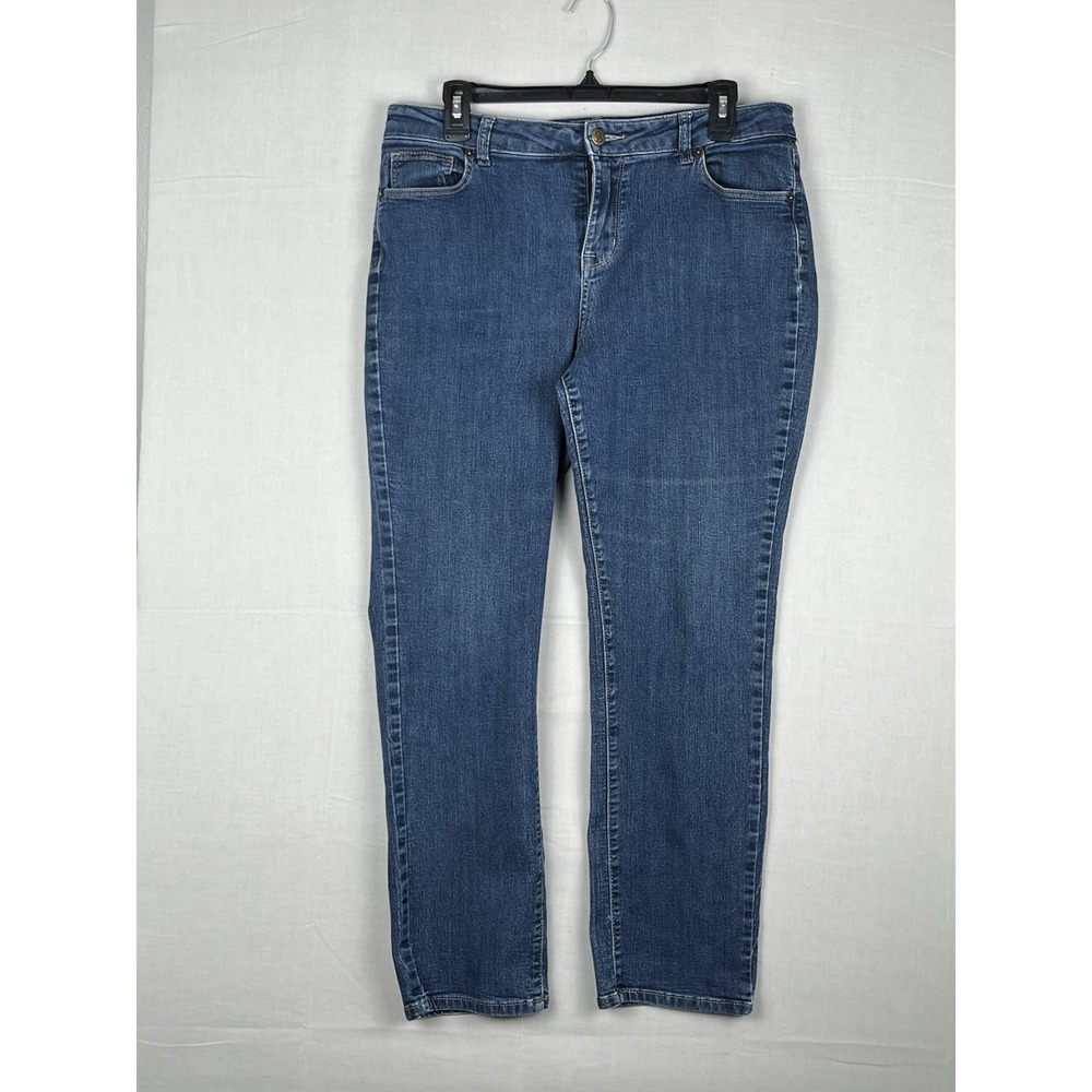 Dressbarn Womens Jeans Size 12P Blue Straight Leg Stretch Denim Mid Rise